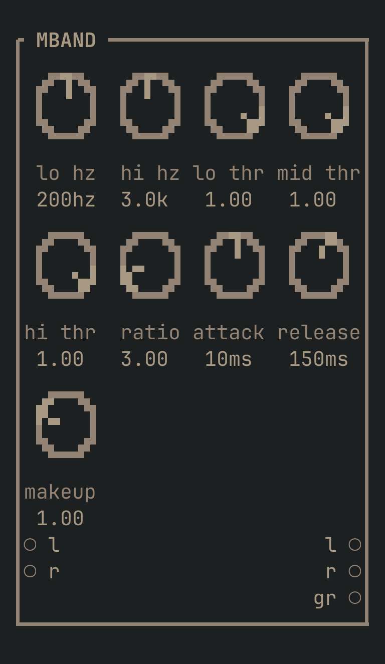 The MBAND card as vimsynth draws it, 32 by 25 terminal cells