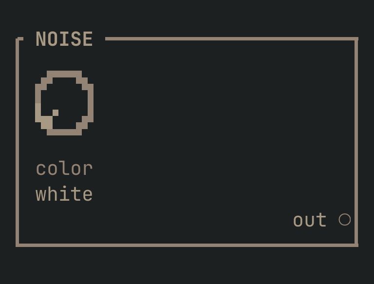 The NOISE card as vimsynth draws it, 32 by 11 terminal cells