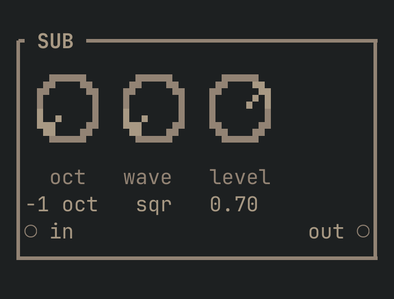 The SUB card as vimsynth draws it, 32 by 11 terminal cells