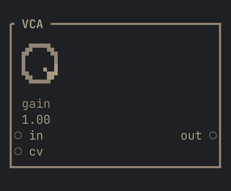 The VCA card as vimsynth draws it, 32 by 12 terminal cells