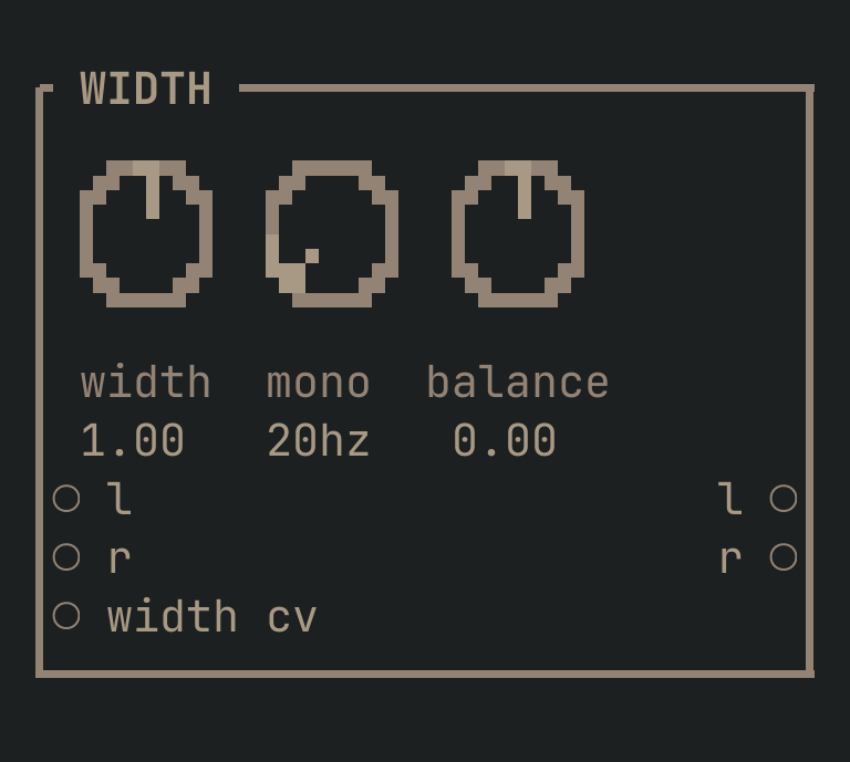 The WIDTH card as vimsynth draws it, 32 by 13 terminal cells